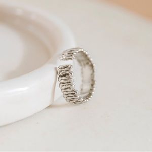 Kiki Koyote Adjustable Scribble Ring in Sterling Silver Size 7.5